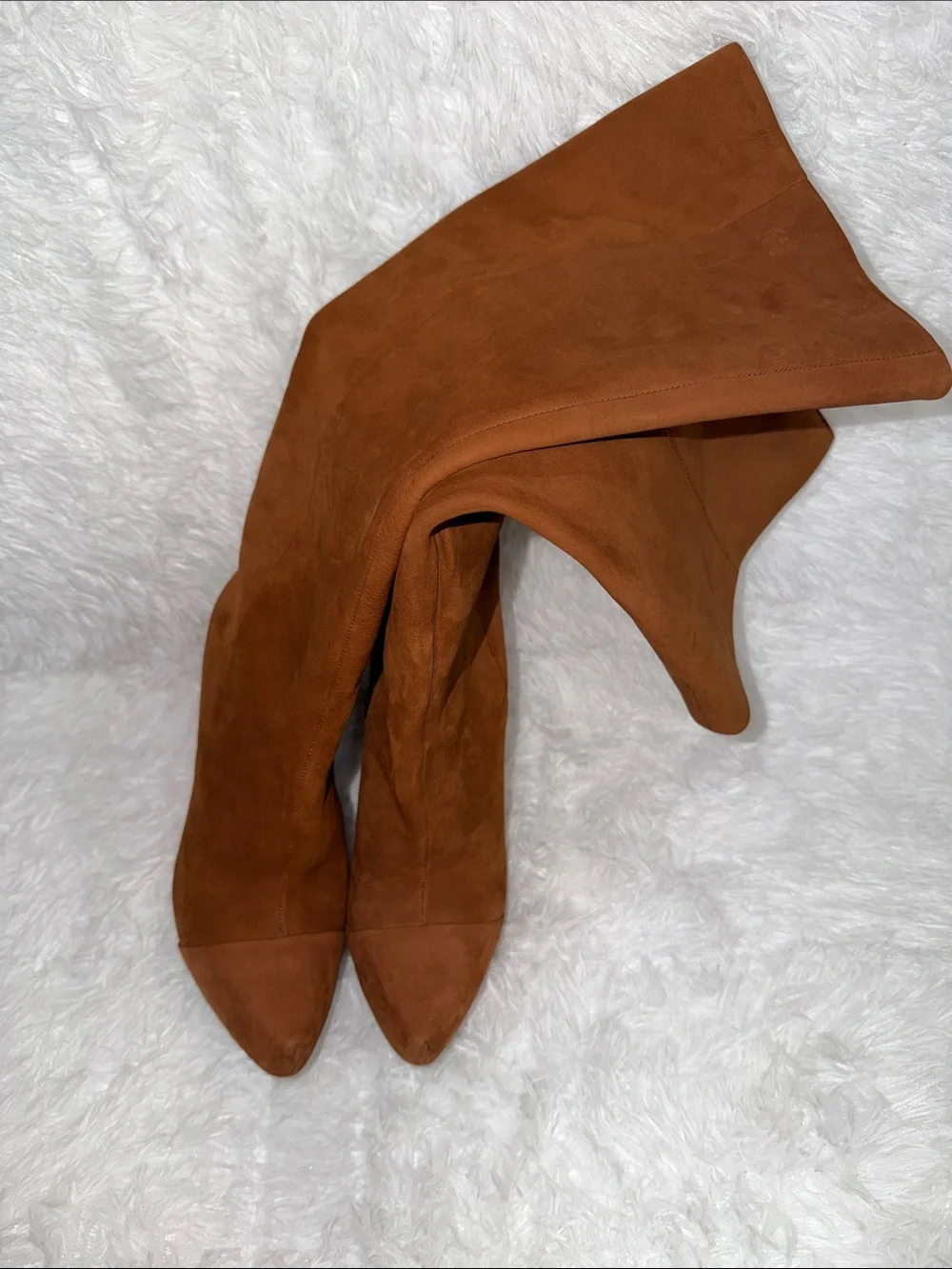 Boutique 9 Cognac Suede Tall Platform Wedge Boots Size 9 NWOT